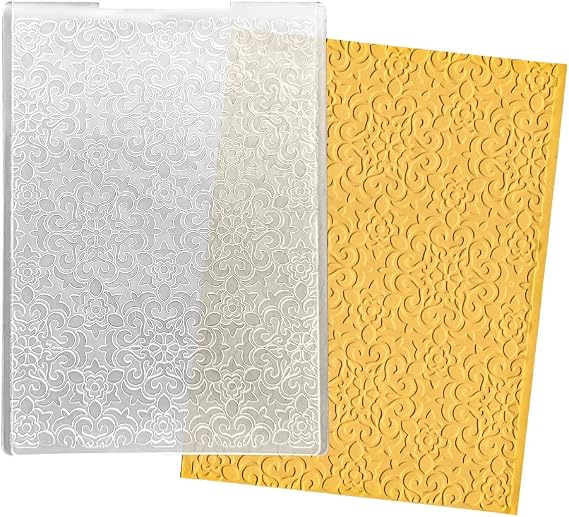 ALIBBON Flower Background Plastic Embossing Folders for Card Making, Flower Frame Embossing Folders for DIY Scrapbooking, Lace Flowers Template Folders for Paper Craft Photo Album Decorations