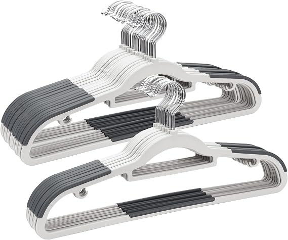 Plastic Hangers - 30 Pack, Non Slip Slim Coat Hangers, Heavy Duty Thin Plastic, 17.1" for Women/Men Clothes
