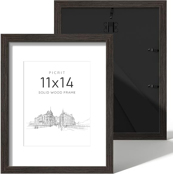 Picrit 11x14 Solid Wood Frame Set of 2, Walnut, Gallery Wall