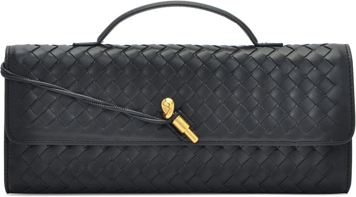 NEWBELLA Handwoven Women's Clutch Purse, Crossbody Bag with Adjustable Strap for Evening & Casual Use