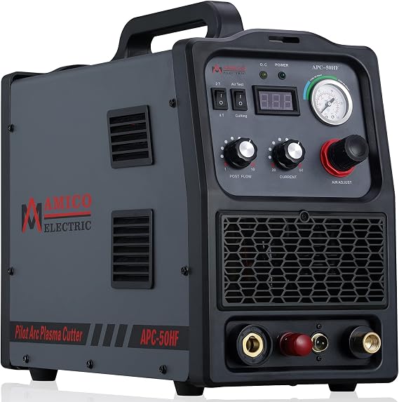 Amico APC-50HF, 50 Amp Non-touch Pilot Arc Air Plasma Cutter, 100-250V Wide Voltage Cutting Machine, 4/5 inch Clean Cut