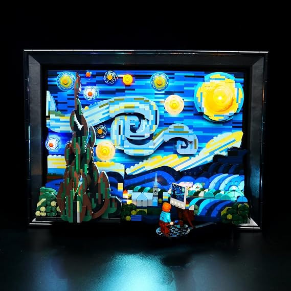 VONADO LED Light Kit Compatible With Starry Night Lego 21333, DIY Lighting for Van Gogh Starry Night (NO Model), Creative Decor Lights for Home Office Display (ONLY Lights)