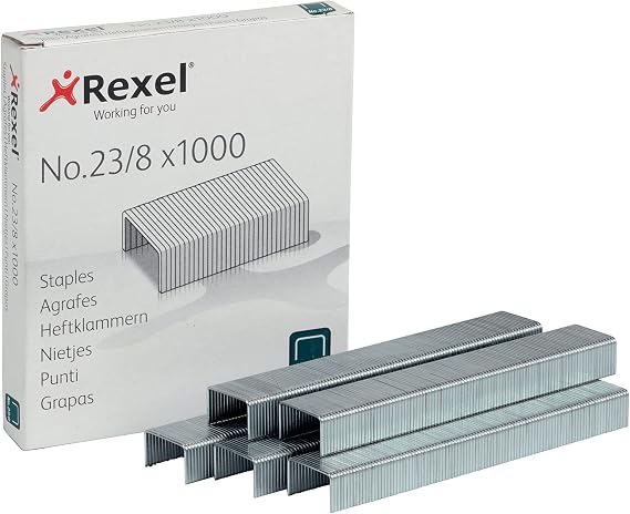 Rexel No. 23 8mm Heavy Duty Stapler and Tacker Staples 40 Sheet Capacity (Pack of 1000)