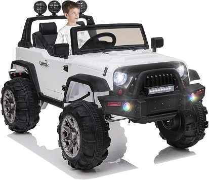 OTTARO Kids Electric Car Trucks,12V Ride on Cars wParental Remote Control, LED Lights, MP3 Player,Safety Belt,Spring SuspensionBlack