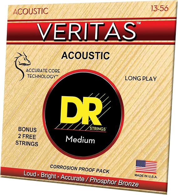 DR Strings VTA-13 Veritas Phosphor Bronze Acoustic Guitar String 13-56 Medium