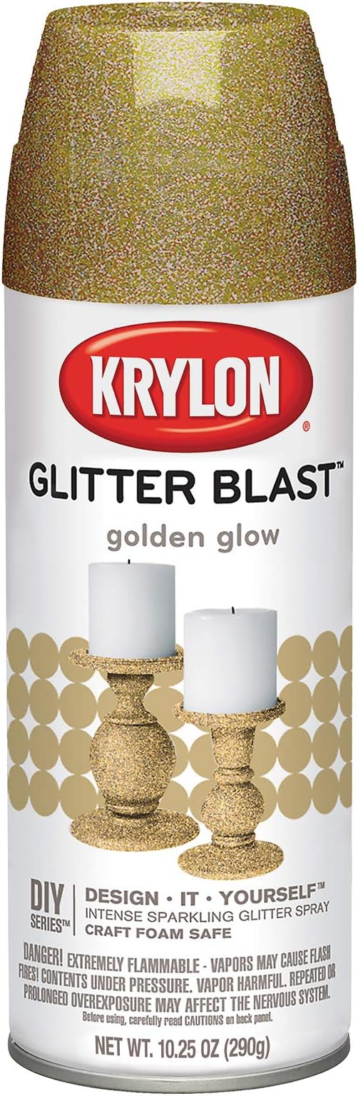 Krylon K03501000 Glitter Blast Aerosol Paint, Large Can, Golden Glow, 6 1, 10.25 oz