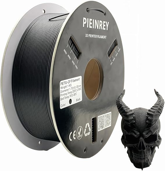 Carbon Fiber PETG Filament 1.75 mm,PETG CF 3D Printer Filament,Compatible with Creality K1C,Bambu LAB,QIDI MAX3, Prusa MK4,FLASHFORGE Adventurer 5M FDM 3D Printer, 1 KG,Black
