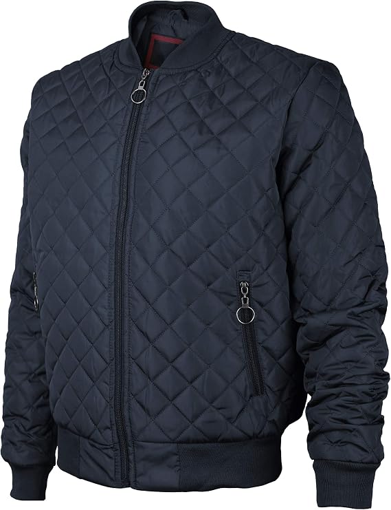 Men's Lightweight Slim Fit Ring Zipper Quilted Flight Bomber Jacket Jason