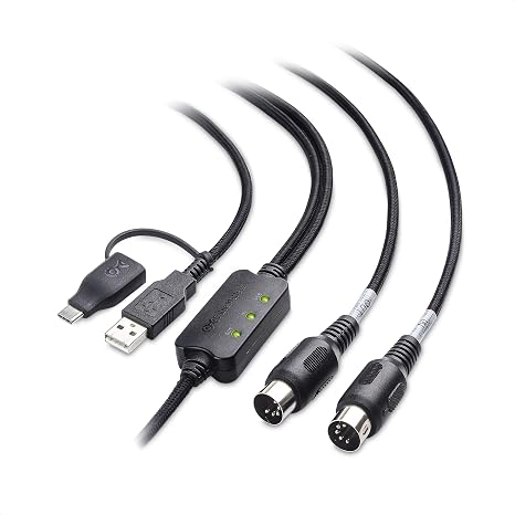 Cable Matters MIDI to USB Cable, USBC/USB MIDI Cable, 6.6ft | 2m, Plug & Play, for Keyboard, Synthesizer, Drum Machine, Control Surface, Does Not Support SysEx