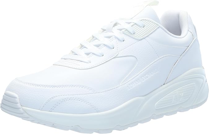 Armani Exchange Men's Bronx Solid Colored Leather Low Top Sneaker, Optical White, 12