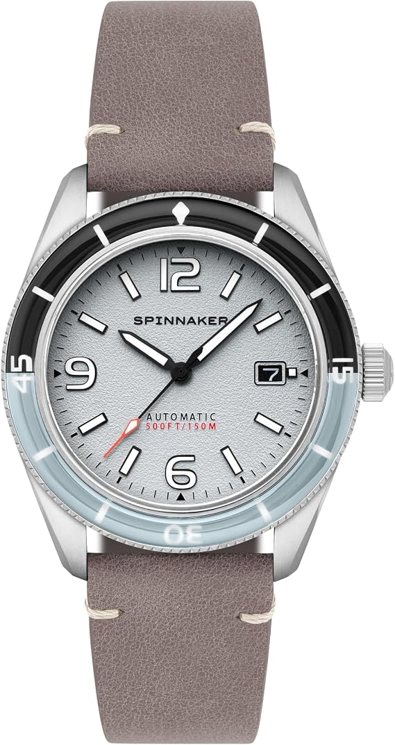 Spinnaker Fleuss Men's Automatic Dive Watch Miyota 8215 Movement, 43mm Stainless Steel Case, 150m Water Resistant, Leather Strap, SP-5055