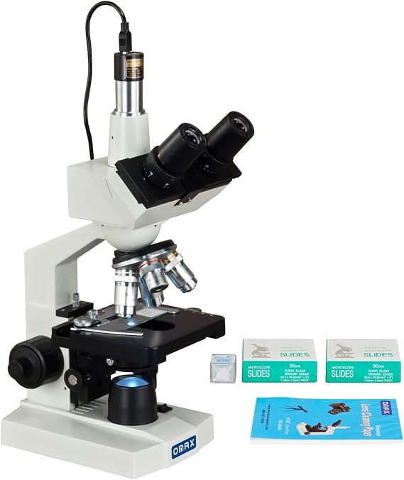 OMAX M83EZ-SCP-C03S 40-2500X LED Digital Trinocular Compound Microscope | USB 2.0 Connectivity Compound Biological Microscope Built-In LED Illumination