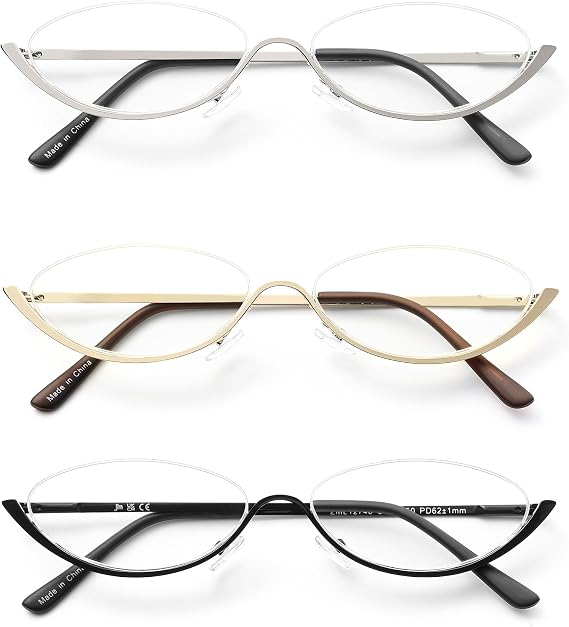 JM Semi-Rimless Reading Glasses for Men Women Metal Readers | Lightweight , Blue Light Blocking, Anti Glare Computer Eyeglasses