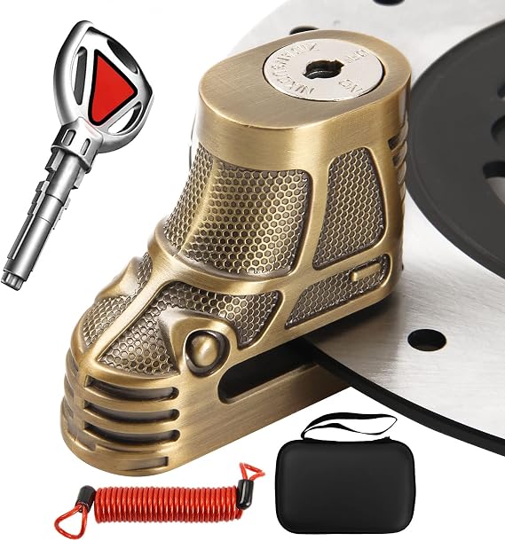 Motorcycle Lock, Motorcycle Locks Anti-Theft Waterproof Disc Brake Lock for Motorcycles Wheel Lock Scooter Dirt Bike with Reminder Cable Box