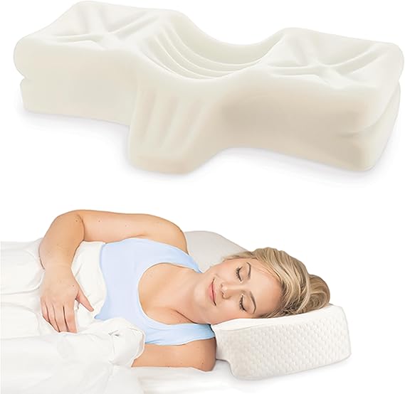 Therapeutica Ergonomic Cervical Pillow for Neck Pain Relief, Large, WH | Precision-molded foam supports natural spinal alignment while airflow channels help improve comfort throughout the night.