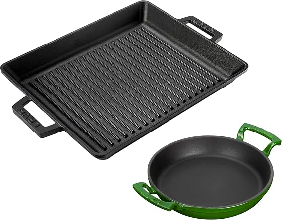 LAVA Döküm Izgara Tava 26x32 & 20 cm Sahan Set - Gerçek Izgara Lezzeti Evde
