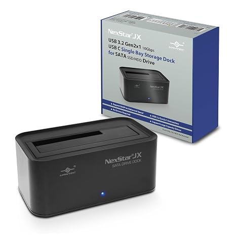 Vantec NexStar JX, USB 3.2 Gen2x1, USB C, Single Bay Storage Dock for SATA Drive (NST-D158C3-BK)