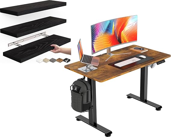 Veken Floating Shelves Wall Mounted & Standing Desk Sit to Stand