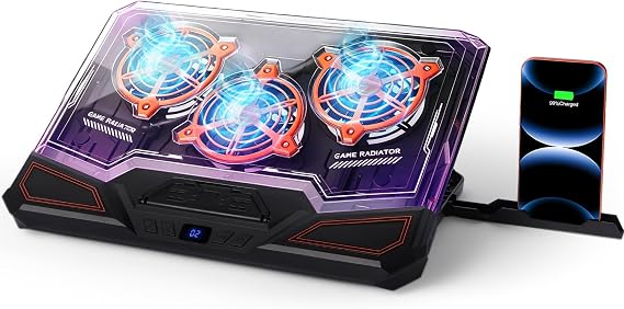 Gaming Laptop Cooling Pad, RGB Laptop Cooler with Powerful Turbo Fan
