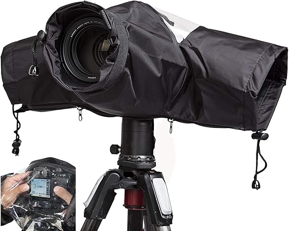 Waterproof Camera Rain Cover Soft Black Camera Rain Lens Covers | Professional Camera Sleeve Weather Protector Lens Jacket Covers for All DSLR SLR Cameras