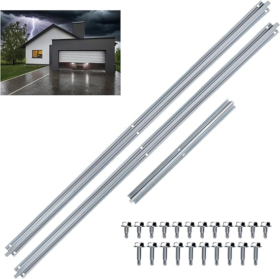 16ft Garage Door Bracket Strut,Heavy-Duty Steel Garage Doors Reinforcement Bracket,Double Door Garage Replacement Panels Repair Kits Track Rails Accessories 16Foot,Hurricane&Storm Support Top Bracket