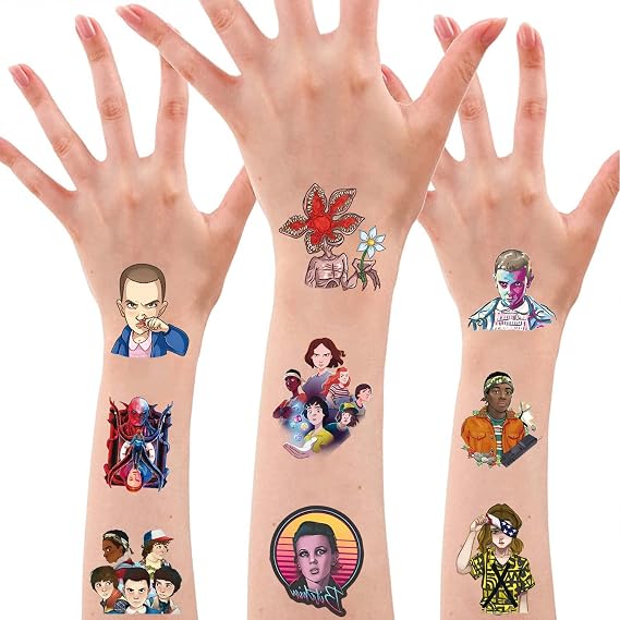 Temporary Tattoos for Strangèr things, 8 Sheets 200+ PCS Movie Series Birthday Party Supplies Favors Super Cute Fake Tattoos Stickers Party Decorations for Fans School Gifts …