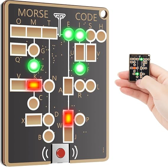 Professional Morse Code Trainer Card Black Portable Morse Code Practice Card Tool with Instant Visual and Audio Feedback for Home Classroom(Black)
