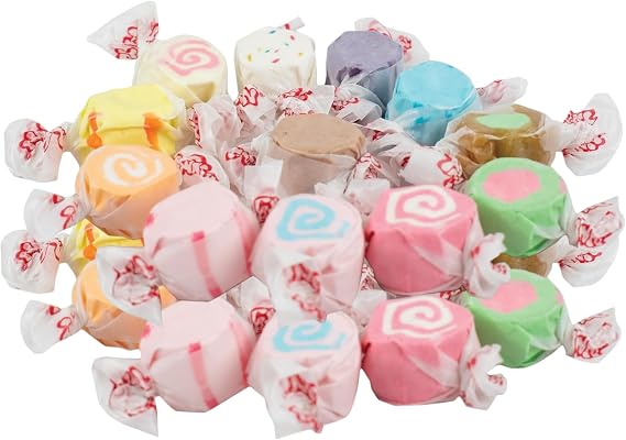 Taffy Town Assorted Salt Water Taffy 350g – American Candy Mix, Individually Wrapped Soft Chewy Gourmet Taffy Sweets, Fruity & Dessert Flavours, USA Import Sweet Bag for Sharing, Parties & Gifts