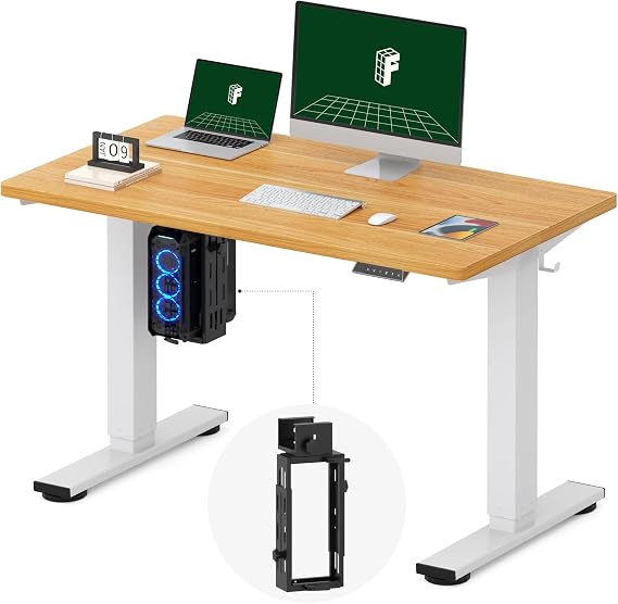 FLEXISPOT EN2 48"x24" Electric Standing Desk with PC Stand Bundle, Maple