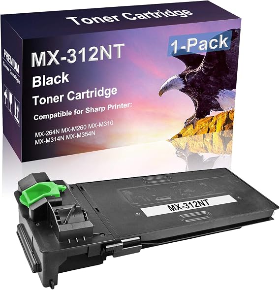 1 Pack (Black) Compatible MX-312NT | MX312NT Printer Toner Cartridge use for Sharp MX-264N MX-M260 MX-M310 MX-M314N MX-M354N Printer (High Capacity)