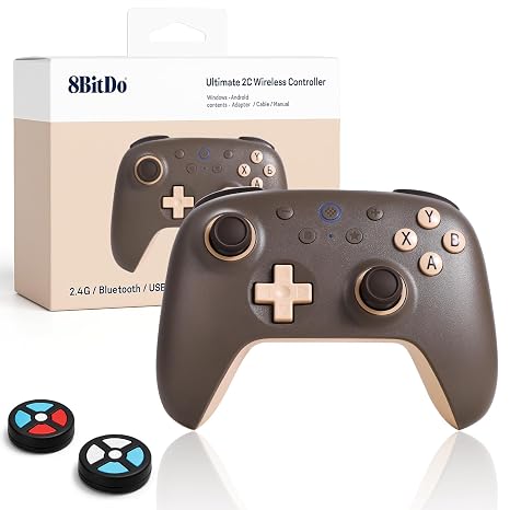 8Bitdo Ultimate 2C Wireless Controller (Brownie) - 1000Hz Polling | For Windows PC & Android, Hall Effect Joysticks & Triggers, Remappable L4/R4 Bumpers, Special Edition Colors