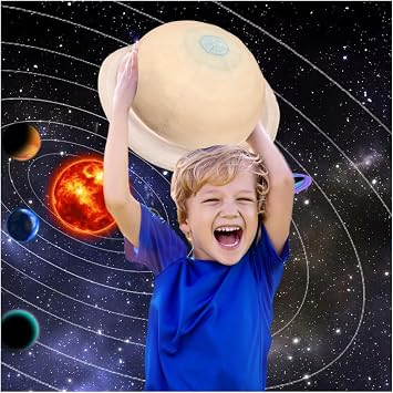 ELAINREN Simulation 3D Saturn Stuffed Pillow Ultra-Soft Universe Planet Plush Toy Realistic Solar System Plushie Model for Educational Learning/10.6