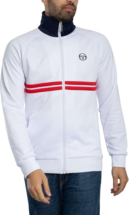 Sergio Tacchini Men's Dallas Track Top Jacket White/Maritime Blue/Adrenaline Rush