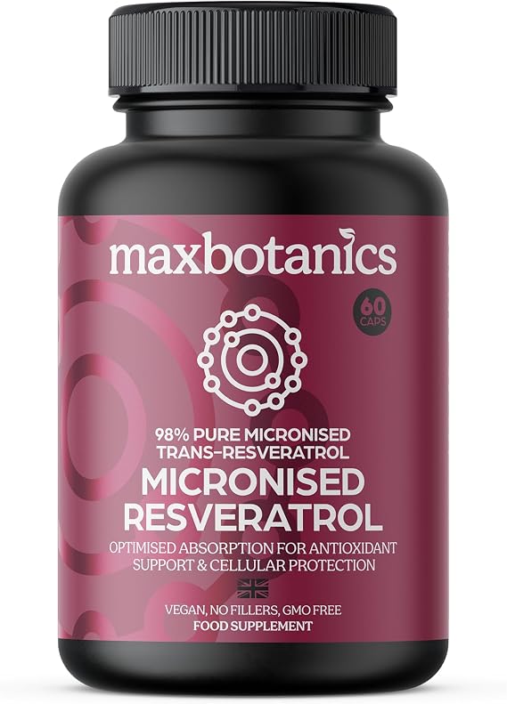 Micronized Resveratrol Antioxidant & Longevity Support Cellular Protection 98% Micronized ResveratrolHigh Absorption Rate Vegan 60 Capsules UK Made