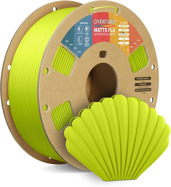 Overture Matte PLA Filament 1.75 mm Grass Green Natural Matte