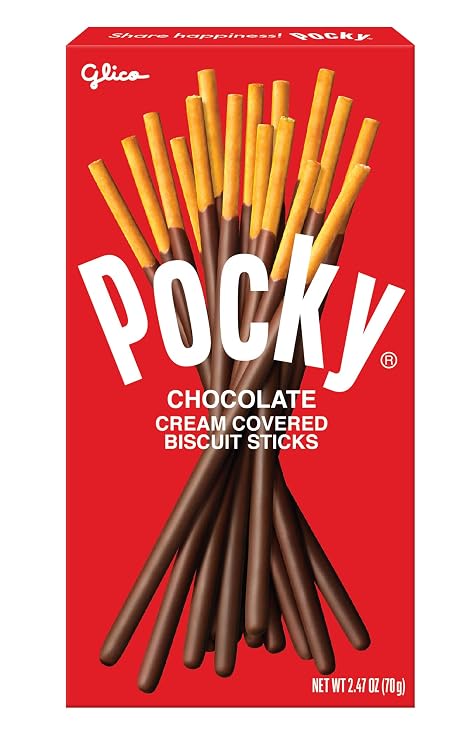 Pocky Chocolate Biscuit Sticks Classic Chocolate-Covered Crunchy Snack, Mess-Free and Perfect for Sharing 5-Pack (2.47 oz Each)