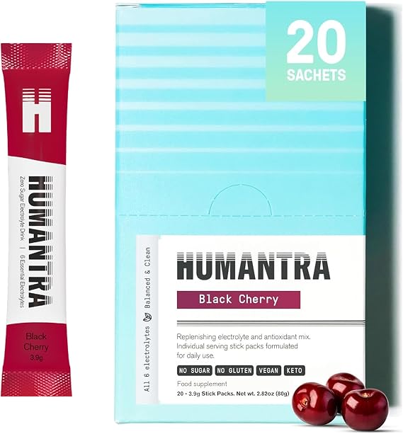 Humantra Electrolytes Powder Hydration Sachets - Black Cherry, 20ct