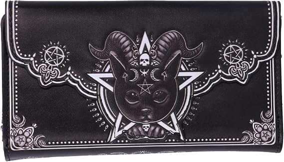 Nemesis Now Pawzuph Gothic Cat Purse, Embossed Baphomet Design, Occult-Themed Wallet, Ideal Gift for Feline Enthusiasts, 18.5cm