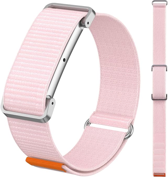 Nylon Sport Band Compatible with Google Fitbit Air, Adjustable Hook and Loop Replacement Strap with Metal Frame Case, Soft Breathable Woven Wristband for Workout Sleep Daily Wear