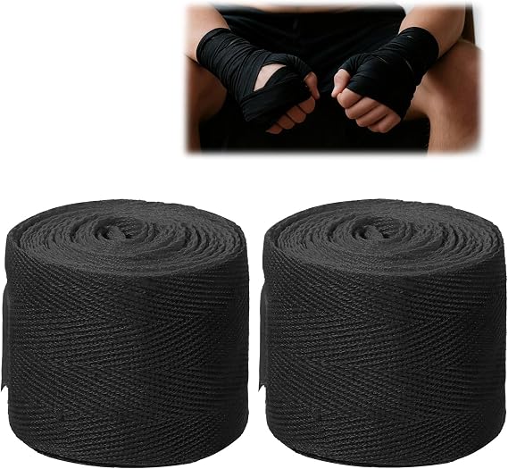 2Pack Kids Boxing Hand Wraps, Boxing Elastic Mexican Hand Wrap Elastic Wrist Compression Bandage Elastics Hands Wraps for MMA, Hands Protection for Boxings Gloves Under Mitts Wrist Protection, Black