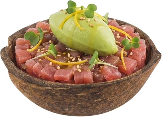 Restaurantware-Coco Casa 3.5 x 4 x 1.5 Inch Coconut Shell Bowls, 10 Durable Coconut Wood Bowls - Does Not Crack Easily, Half Shell, Coconut Smoothie Bowls, Real Coconut, For Parties Or Catering