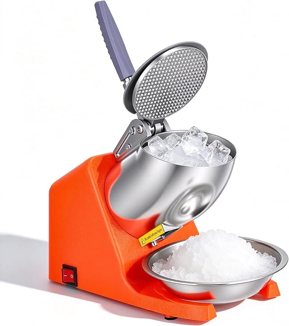 500W Ice Crusher, 143LBS/Hr High Output Ice Shaver with Double Blades, Electric Snow Cone & Frozen Drink Maker for Home, Bar and Commercial Use