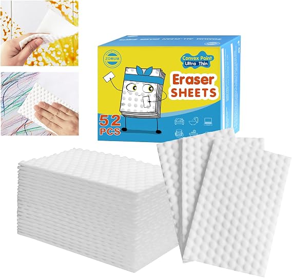 52 PCS Magic Sponge Eraser Sheets,Upgrade Convex Point Melamine Sheets,Disposable Portable Magic Cleaning Eraser Thin Wipes for Kitchenware Bathroom Shoe Sink Car Interiors Hard-to-Reach Places