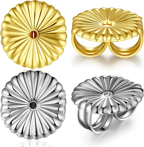 Earring Backs, Hypoallergenic Replacements for Stud Sterling Silver Locking Flat Earrings Backs Safety Lifter