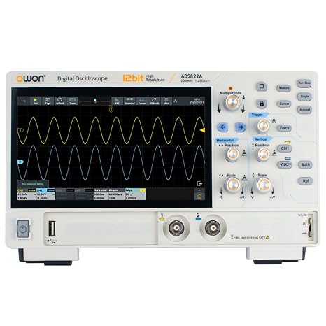 OWON Oscilloscope ADS822A, 200MH Dual Channel 12 Bits Desktop Oscilloscope