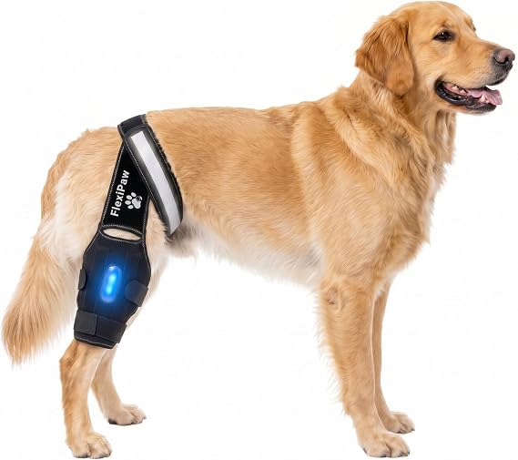 Dog Knee Brace for Torn ACL and CCL, Rear Hind Leg Brace for Dogs, Back Leg Support for Cruciate Ligament Tears, Cold Therapy Gel Pack, Removable Stabilizer Rods, Torso Strap, Medium