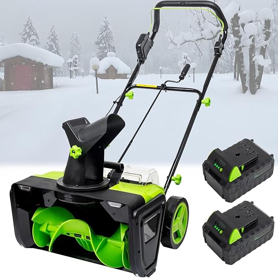 3500W Cordless Snow Blower, 20-inch Snow Thrower, Includes Non-Slip Gloves and Goggles, Brushless Motor, Suitable for Sidewalks and
