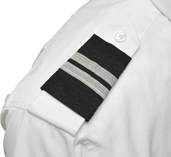 Pilot Epaulets Flight Engineer - Two Bar Silver Nylon on Navy