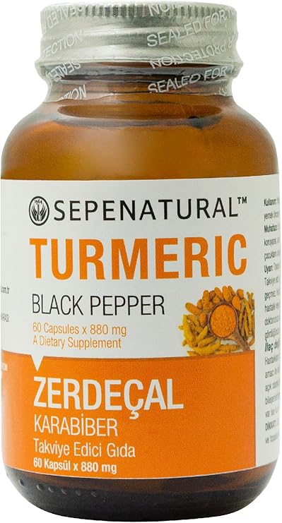 Turmeric Blackpepper Zerdeçal Karabiber Full Potency 60 Kapsül x 880 mg Kurkumin Curcumin SEPE