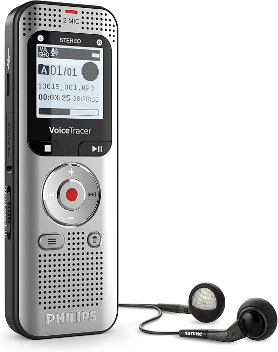 Philips DVT2015 VoiceTracer Audio Recorder, Stereo, MP3, 8 GB, Including Speech-to Text Sembly Trial